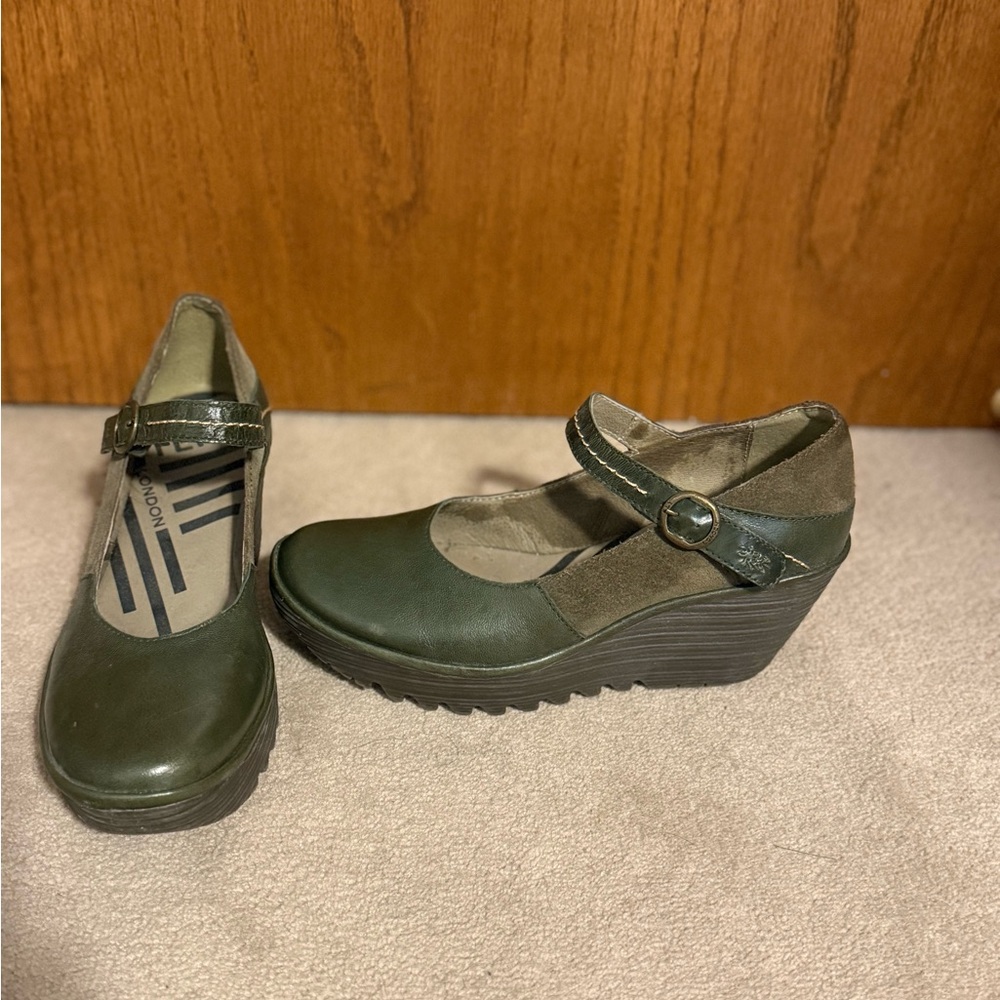 Fly London Olive Wedge Mary Jane Shoes